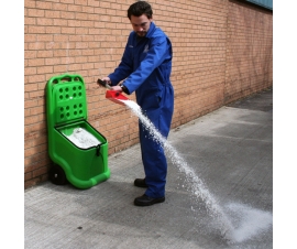 Salt Dispensing Container Bin on Wheels