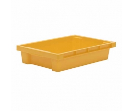 Yellow Plastic Tray that Stacks and Nests on 180º Turn