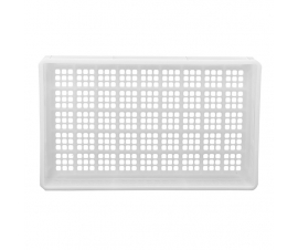 White Stacking Confectionery Trays 30 Litre Mesh Sides And Base