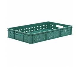 Green Stacking Confectionery Trays 30 Litre Mesh Sides And Base