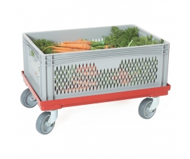 Ventilated Euro Container with Hand Holes on Dolly