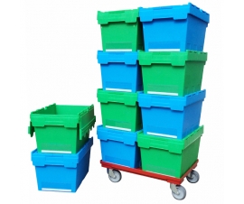 Medium Plastic Blue Green Storage Boxes with Lids
