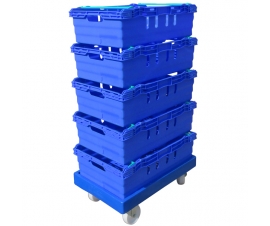 ROTO64D Blue Dolly with Bale Arm Containers