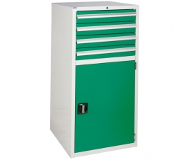 Euroslide cabinet with 4 drawers and 1 cupboard in green