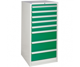Euroslide cabinet with 8 drawers in green