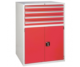 Euroslide cabinet with 4 drawers and 1 cupboard in red