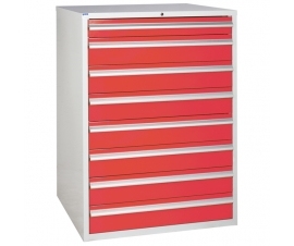 Euroslide cabinet with 8 drawers in red