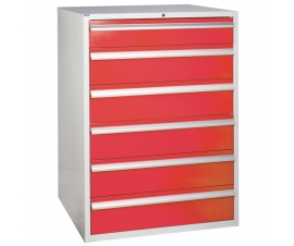Euroslide cabinet with 6 drawers in red