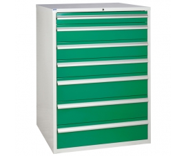 Euroslide cabinet with 7 drawers in green