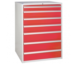 Euroslide cabinet with 7 drawers in red