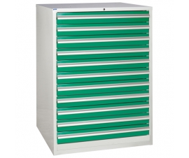 Euroslide cabinet with 11 drawers in green