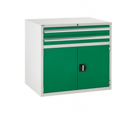 Euroslide cabinet with 2 drawers and 1 cupboard in green
