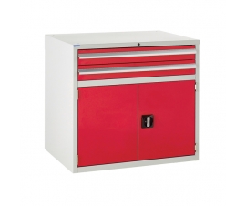 Euroslide cabinet with 2 drawers and 1 cupboard in red