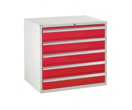 Euroslide cabinet with 5 drawers in red