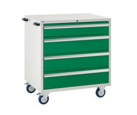 Mobile Euroslide cabinet with 4 drawers in green