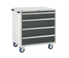 Mobile Euroslide cabinet with 4 drawers in grey