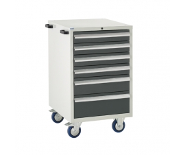 Mobile Euroslide cabinet with 6 drawers in grey