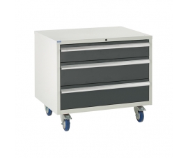 Under bench Euroslide cabinet with 3 drawers in grey
