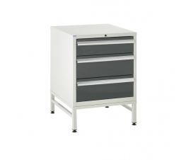 Under bench Euroslide cabinet and stand with 3 drawers in grey