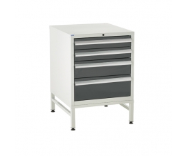 Under bench Euroslide cabinet and stand with 4 drawers in grey