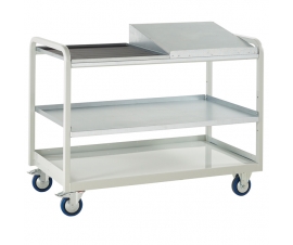 Euroslide Steel Shelf Trolley with tool tray and sloping worktop