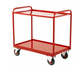 Tray Trolley With Timber Trays In Red
