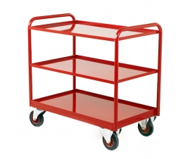 Tray Trolley With Steel Trays in Red