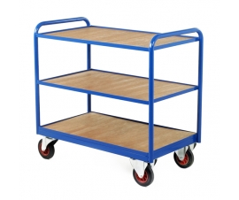 Tray Trolley with Timber Trays in Blue