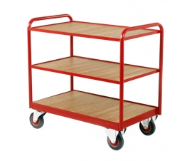Tray Trolley with Timber Trays in Red