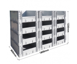 Pickwall With 12 Containers Dimensions