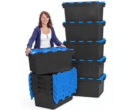 Stacking And Nesting Black And Blue Crates