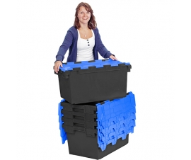 Stacking And Nesting Black And Blue Crates