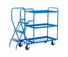 3 Tier Tray Trolley With Blue Trays