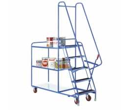 Step Tray Trolley With Reversible White Trays