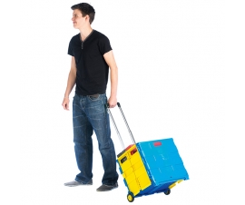 Blue and Yellow Box Trolley In Use