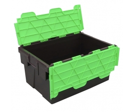 Black and Green Plastic Storage Crates