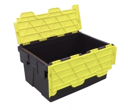 Black and Yellow Tote Box Storage Crates with 55 Litre Capacity