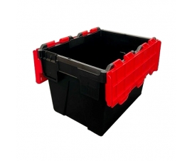 Attached Lid Tote Box In Black And Red
