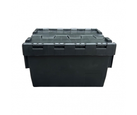 Attached Lid Container Tote Box Recycled Black Side View