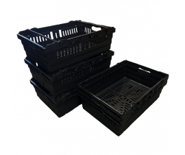 Black Bail Arm Stacking & Nesting Crate Stacked and Nested