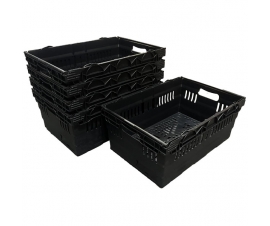 Black Bail Arm Stacking & Nesting (600 x 400 x 253mm) Ventilated Crates