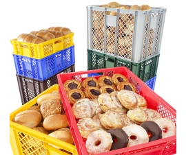 Stack of Coloured Containers with Contents