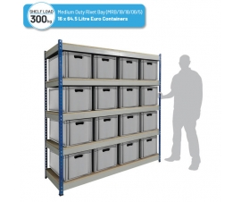Shelving Bay with 16 x BK-ES64/32 (64.5 Litre) Euro Stacking Containers