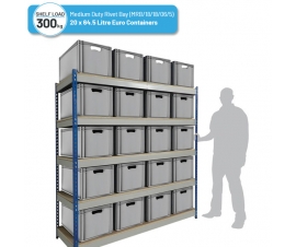 Shelving Bay with 20 x BK-ES64/32 (64.5 Litre) Euro Stacking Containers