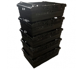 Black Bail Arm Stacking & Nesting Crate Stacked With Bale Arms