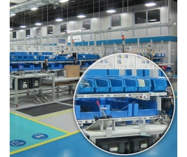 Factory Operating With Linbins And XL Euro Picking Bins on Workbenches