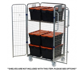 4 Sided Merchandise Trolley - Roll Cages with Tote Boxes