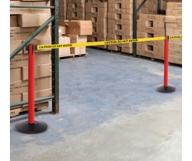 Safety Belt Barriers Red Post With Message Belt