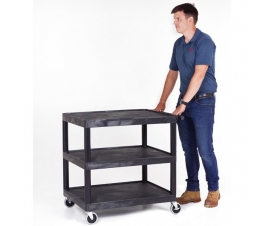 Strong Plastic Shelf Trolley with 3 Shelves In Use