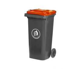 120 Litre Wheelie Bin With Grey Body And Red Lid
